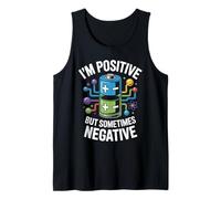 Positivo Negativo Batería Juego de Palabras Ciencia Humor Camiseta sin Mangas