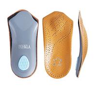 POSKLA Plantillas ortopédicas para fascitis plantar de 3/4 de longitud, de cuero ligero, semirrígido, soporte de arco para pies planos, sobrepronación, alivio del dolor de espolón en el talón, XL