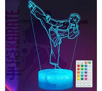 POSSHE Luz nocturna de karate, regalos de karate, lámpara de ilusión 3D de Taekwondo con 16 colores cambiantes, temporizador de control remoto y regulable, decoración de habitación de niños y niñas,