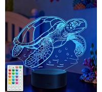 POSSHE Luz nocturna de tortuga, regalos de tortuga marina con control remoto, 16 colores RGB, 4 modos intermitentes, temporizador, regulable, decoración de habitación de niños para cumpleaños de
