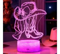 POSSHE Regalos de vaquera, luz nocturna de vaquera, lámpara de ilusión 3D con 16 colores cambiantes, temporizador, 4 modos de flash y regulador de intensidad con control remoto, decoración de