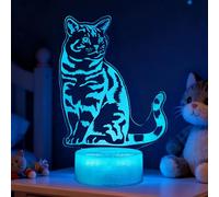 POSSHE Regalos para gatos, luz nocturna de gato, lámpara de ilusión 3D con 16 colores cambiantes, control remoto con temporizador, decoración de habitación de niños, regalo para mujeres, adolescentes,