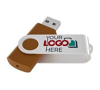 Possibox Memoria USB Giratoria Personalizada 8GB para Publicidad Pendrive con Logotipo/Texto - Promociónal por Mayor - USB 2.0 Marrón, 100 Piezas