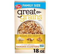 Post Great Grains - Cereal de desayuno crujiente de plátano y nueces, proyecto verificado sin OMG, saludable para el corazón, bajo en grasas saturadas, cereales integrales, 18 onzas