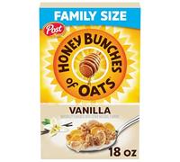 Post Honey Bunches of Oats Vanilla Breakfast Cereal - Cereal de vainilla con racimos de avena y cereales, caja de 530 ml