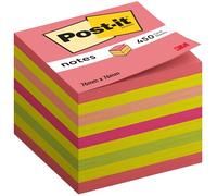 Post-It 2028NP Notas, Color Rosa/Naranja/Fucsia/Verde/Amarillo, 76 x 76 mm | Para recordatorio, planificación y estudio; se adhieren y se quitan sin residuos, ideales para organizar y anotar ideas