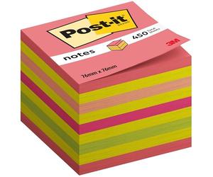 Post-It 2028NP Notas, Color Rosa/Naranja/Fucsia/Verde/Amarillo, 76 x 76 mm | Para recordatorio, planificación y estudio; se adhieren y se quitan sin residuos, ideales para organizar y anotar ideas