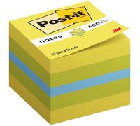 Post-It 2051-L Notas adhesivas en minicubo, Color Verde/Turquesa/Amarillo, 51 x 51 mm