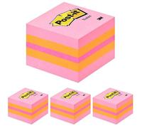 Post-It 2051-P Notas adhesivas en minicubo, Color Amarillo/Naranja/Rojo, 51 x 51 mm (Paquete de 4)