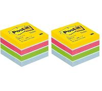 Post-It 2051-U - Papel para notas auto adhesivo (5.1 x 5.1 cm), Color Azul/Verde/Rosa/Amarillo (Paquete de 2)