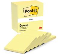 Post-it 654 - Bloc notas, 100 hojas/bloc, en packs de 6, color Canary Yellow