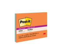 Post-it 6845SSP Notas de reunin sper adhesivas, colores surtidos, 8 x 6 pulgadas, 45 hojas (paquete de 4)
