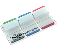 Post-It 686LGBR Marcadores index rígidos, Color Blanco/Rojo/Verde/Azul, Tamaño Standard, Pack de 3
