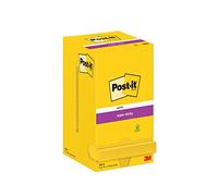 Post-It 7100290189 Notas Super Sticky Canary Notas Adhesivas, Paquete de 12 Blocs, 76 mm x 76 mm, Amarillo Ultra, para Listas de Tareas y Recordatorios