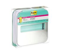 Post-it Dispensador de adhesivos, 3 x 3 pulgadas, blanco y plateado, dispensador fácil con una sola mano (STL-330-W)