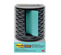 Post-it Dispensador de notas, diseño vertical, notas emergentes, negro con patrón geométrico gris, 1 bloc de notas súper adhesivo de 3 x 3 pulgadas Aqua Splash