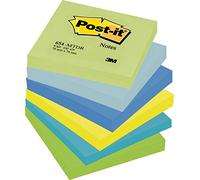 Post-it Dream 654-MTDR Notas autoadhesivas , 6 blocs, 100 hojas por bloc,Single, Azul, Cian, Verde, Amarillo,76 x 76 mm