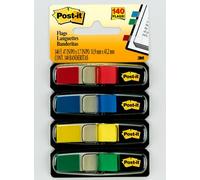 Post-it flags, primary colors, 1/2 in wide, 35/dispenser, 4 dispensers