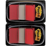 Post-It Index Marcadores Adhesivos, Medio, Rojo, 25.4 mm x 43.2 mm, 2 Dispensadores, 100 Marcadores - Marcapáginas Para Señalar, Resaltar o Colorear