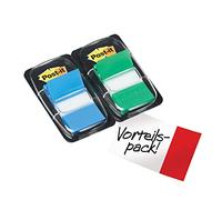 Post-it Marcadores Index Medio 25,4 x 43,2 mm Azul y Verde — 50 marcadores/disp., 2 dispensadores
