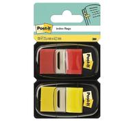 Post-it Index Marcadores, Medio, Rojo y Amarillo, 25.4 mm x 43.2 mm, 50 Marcadores/Dispensador, 2 Dispensadores/Paquete