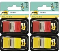Post-it Index Marcadores, Medio, Rojo y Amarillo, 25.4 mm x 43.2 mm, 50 Marcadores/Dispensador, 2 Dispensadores/Paquete (Paquete de 2)