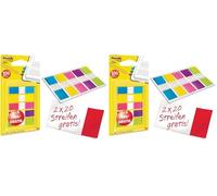 Post-It Index Marcadores, Pequeño, Colores Surtidos, 11.9 mm x 43.2 mm, 60 Marcadores + 40 GRATIS - Marcapáginas Para Señalar, Resaltar o Colorear (Paquete de 2)