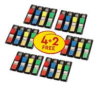 Post-It Index Marcadores, Pequeño, Colores Surtidos, 11.9 mm x 43.2 mm, Paquete Promocional, 35 Marcadores/Dispensador, 4 Dispensadores + 2 GRATIS