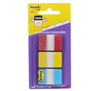 Post-It Marcadores Adhesivos, 1 Dispensador con 3 Blocs, 66 Index Rígidos, Marcadores de Página Fuertes para Marcar Documentos, Multicolor (Rojo, Amarillo, Azul), 25.4 x 38 mm