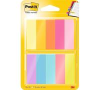 Post-It Mininotas, Paquete de 10 Blocs de Notas Adhesivas, 50 Marcadores por Bloc, 12.7x44.4 mm, Amarillo, Naranja, Rosa, Morado, Azul, Verde, Marcapáginas Para Señalar, Resaltar o Colorear