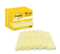 Post-it Notas Canary Yellow - Paquete de 12 Blocs, 100 Hojas por Bloc (38 mm x 51 mm) - Color Amarillo - Notas Autoadhesivas para Listas de Tareas y Recordatorios
