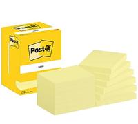 Post-it Notas Canary Yellow - Paquete de 12 Blocs, 100 Hojas por Bloc (76 mm x 102 mm) Color Amarillo - Notas Autoadhesivas para Listas de Tareas y Recordatorios
