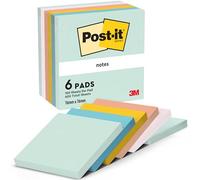 Post-it Notas Colección Beach Color - Paquete de 6 Blocs, 100 Hojas por Bloc (76 mm x 76 mm) - Verde, Amarillo, Naranja, Azul y Rosa - Notas Autoadhesivas para Listas de Tareas y Recordatorios
