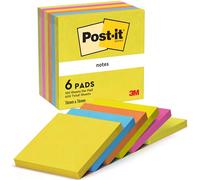 Post-it Notas Colección Energetic Color - Paquete de 6 Blocs, 100 Hojas por Bloc (76 mm x 76 mm) - Amarillo, Azul, Naranja, Rosa y Verde - Notas Autoadhesivas para Listas de Tareas y Recordatorios