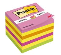 Post-it Notas en Cubo Colección Rainbow, Paquete de 1 Bloc de Notas, de 325 Hojas, 76 mm x 76 mm, Rosa, Amarillo, Naranja, Verde - Notas Adhesivas para Listas de Tareas y Recordatorios