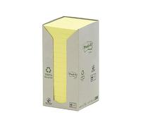 Post-it Notas Recicladas Canary Yellow - Paquete de 16 Blocs, 100 Hojas por Bloc (76 mm x 76 mm) - Color Amarillo - Notas Autoadhesivas Hechas de Papel 100% Reciclado