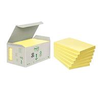 Post-it Notas Recicladas Canary Yellow - Paquete de 6 Blocs, 100 Hojas por Bloc (76 mm x 127 mm) - Color Amarillo - Notas Autoadhesivas Hechas de Papel 100% Reciclado
