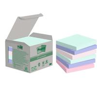 Post-it Notas recicladas, colores variados, 76 mm x 76 mm, 100 hojas/bloc, 6 blocs/paquete
