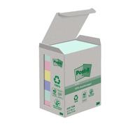 Post-it Notas Recicladas, Paquete de 6 Blocs de Notas, 100 Hojas por Bloc,38 mm x 51 mm, Verde, Rosa, Amarillo, Azul - Notas Adhesivas Hechas de Papel 100% Reciclado
