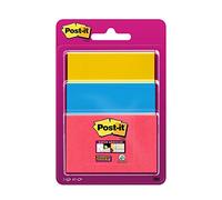 Post-it Notas Super Sticky 3 Blocs x 45 hojas/bloc, diferentes colores y tamaños, 1 bloc 76x76mm /1 bloc 76 x 101mm, 100% PEFC