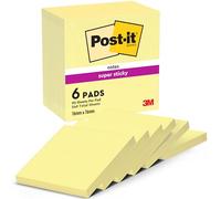 Post-it Notas Super Sticky Canary Yellow - Paquete de 6 Blocs, 90 Hojas por Bloc (76 mm x 76 mm) - Color Amarillo - Notas Autoadhesivas para Listas de Tareas y Recordatorios