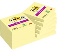 Post-it Notas Super Sticky Canary Yellow, Paquete de 8 Blocs + 4 Gratis, 90 Hojas por Bloc, 76 mm x 76 mm, Color Amarillo - Notas Extra Adhesivas para Listas de Tareas y Recordatorios