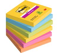 Post-it Bloc de notas adhesivas Super Sticky 76x76 mm 90 hojas Paquete 6 Colección Carnival