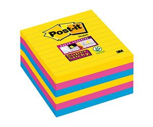 Post-It Notas Super Sticky Colección Carnival, Paquete de 6 Blocs de Notas, 90 Hojas por Bloc, 101 mm x 101 mm - Para Listas de Tareas y Recordatorios