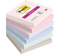 Post-It Notas Super Sticky Colección Soulful Color, Paquete de 6 Blocs de Notas, 90 Hojas por Bloc, 76x76 mm, Rosa, Morado, Verde, Gris, Azul, Extra Adhesivas para Listas de Tareas y Recordatorios