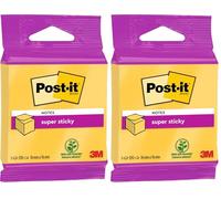 Post-it Super Sticky Cubo De Notas, Ultra Amarillo, 76 mm x 76 mm, 270 Hojas/Bloc, 1 Bloc/Paquete, 100% PEFC SGSCH-PEFC-COC-110078 (Paquete de 2)