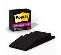Post-it Super Sticky - Notas adhesivas, 3 x 3 pulgadas, Negro, 5-pads/Pack
