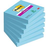 Post-It Super Sticky Notas, Azul, 76 mm x 76 mm, 90 Hojas/Bloc, 6 Blocs/Paquete