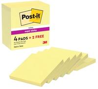 Post-it Super Sticky Notas, Canary Yellow, 76 mm x 76 mm, 90 hojas/bloc, 4 blocs/paquete + 2 GRATIS - Notas Extra Adhesivas para Listas de Tareas y Recordatorios