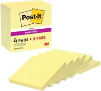 Post-it Notas adhesivas Super Sticky Amarillo canario 76×76 mm 90 hojas/bloc 4+2 gratis